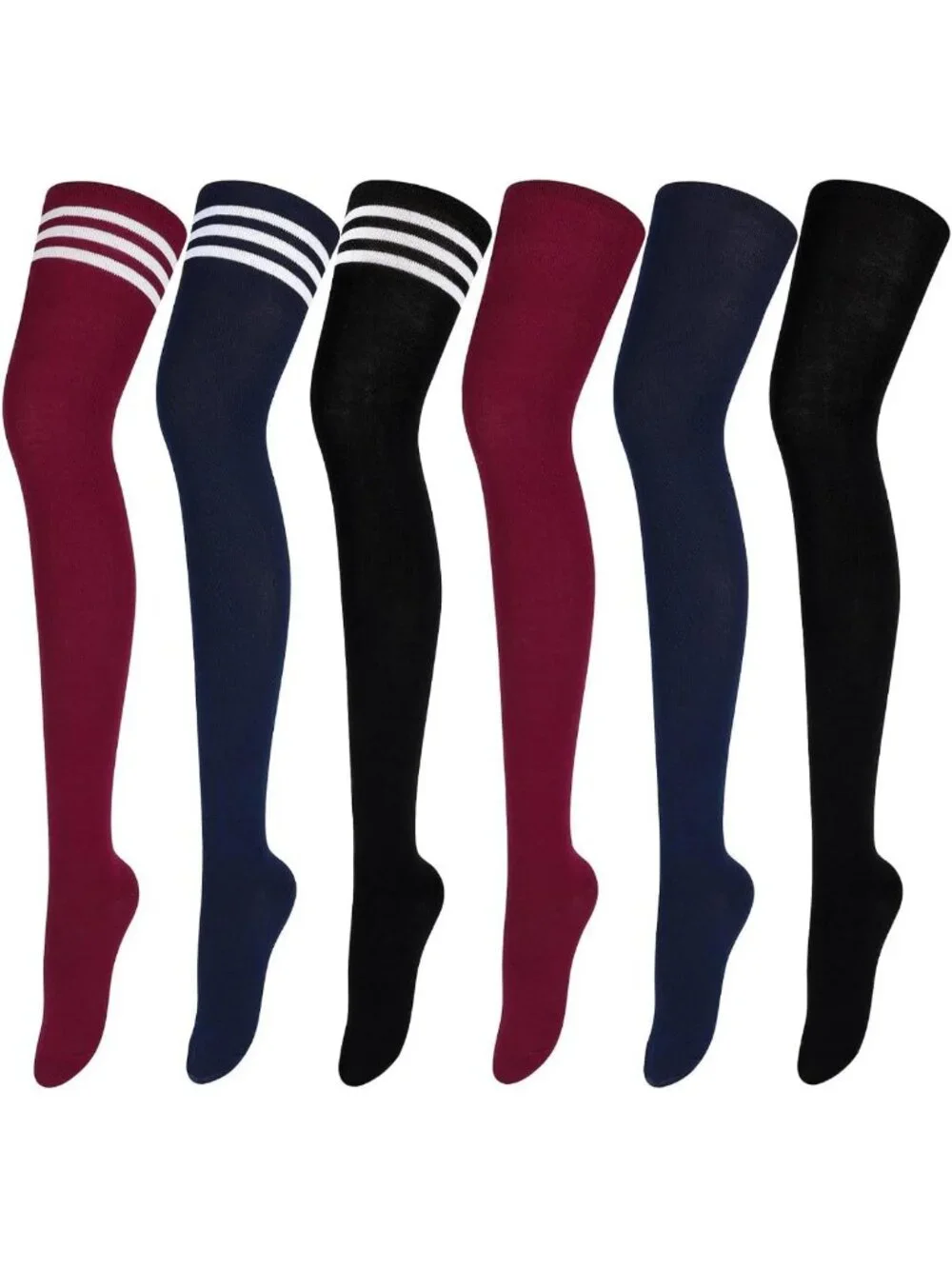 6 Pairs Women's Thigh High Socks - Extra Long Knit Over Knee Stockings for